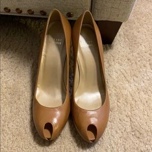 Stuart Weitzman leather peep-toe heel